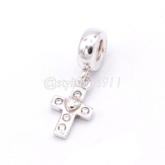 Authentic PANDORA Cross Dangle with Clear CZ Charm - 790355CZ - Picture 9 of 9